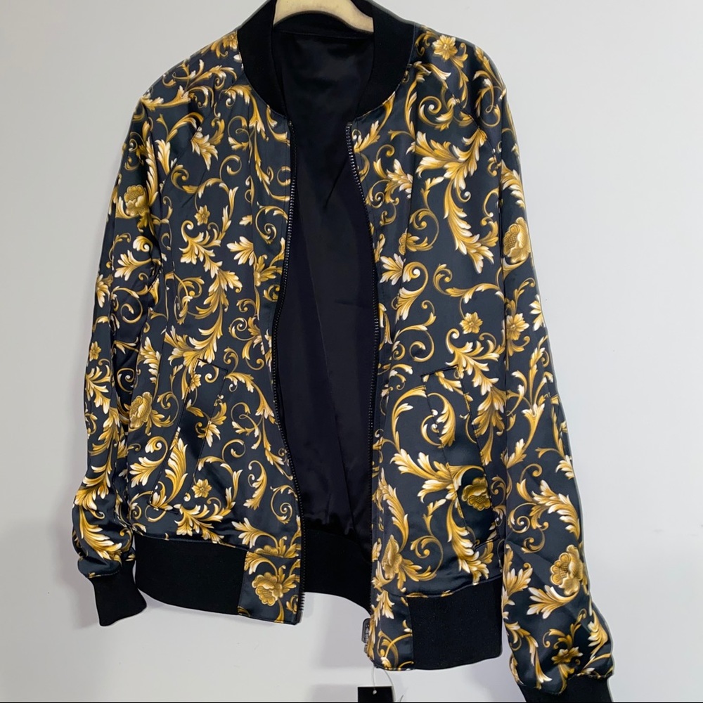 Reversible Bomber Versace Inspired Gold Black
